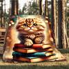 1 Stück Katze Bücher Outdoor-Decke - Weiches Flanell Gemütlich für Reisen & Camping - Ganzjahres Warme Bettdecke, Maschinenwaschbar yy251229103