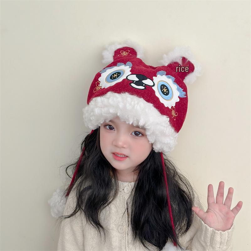 Kinder Plüsch Drachenmütze mit Ohrenschutz - Winter Warm Cartoon Stil für Jungen, Mädchen, Babys