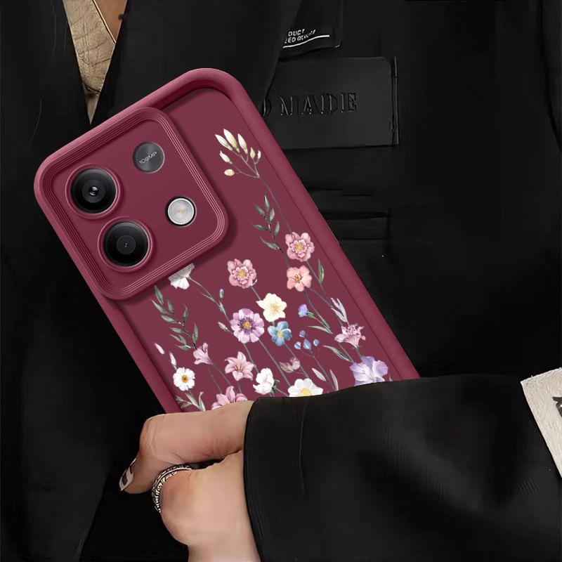 Barevný květinový vzor měkké matné pouzdro na telefon pro Xiaomi 14T 13T Poco F6 X6 Pro Redmi Note 14 Pro 13 12 11 10 TPU nárazuvzdorný kryt objektivu
