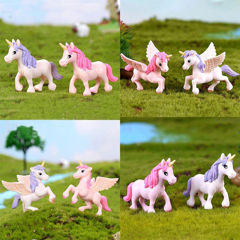Miniatures Figurines Unicorn Garden Diy Ornaments Decor Micro Dollhome Landscape