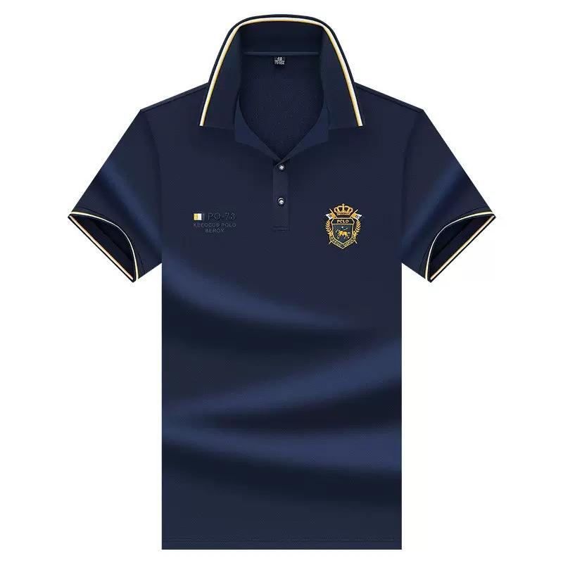 Trend Hub Nové pánské ležérní polo tričko s krátkým rukávem s výšivkou Módní jednobarevný top