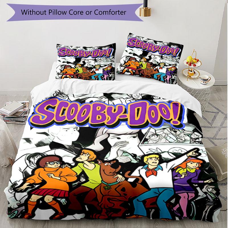 3pcs Duvet Cover Set (1*Duvet Cover + 2*Pillowcase, Without Core), Scooby Print Soft All‑Season Bedding Set, Home Bedroom Decor Gift