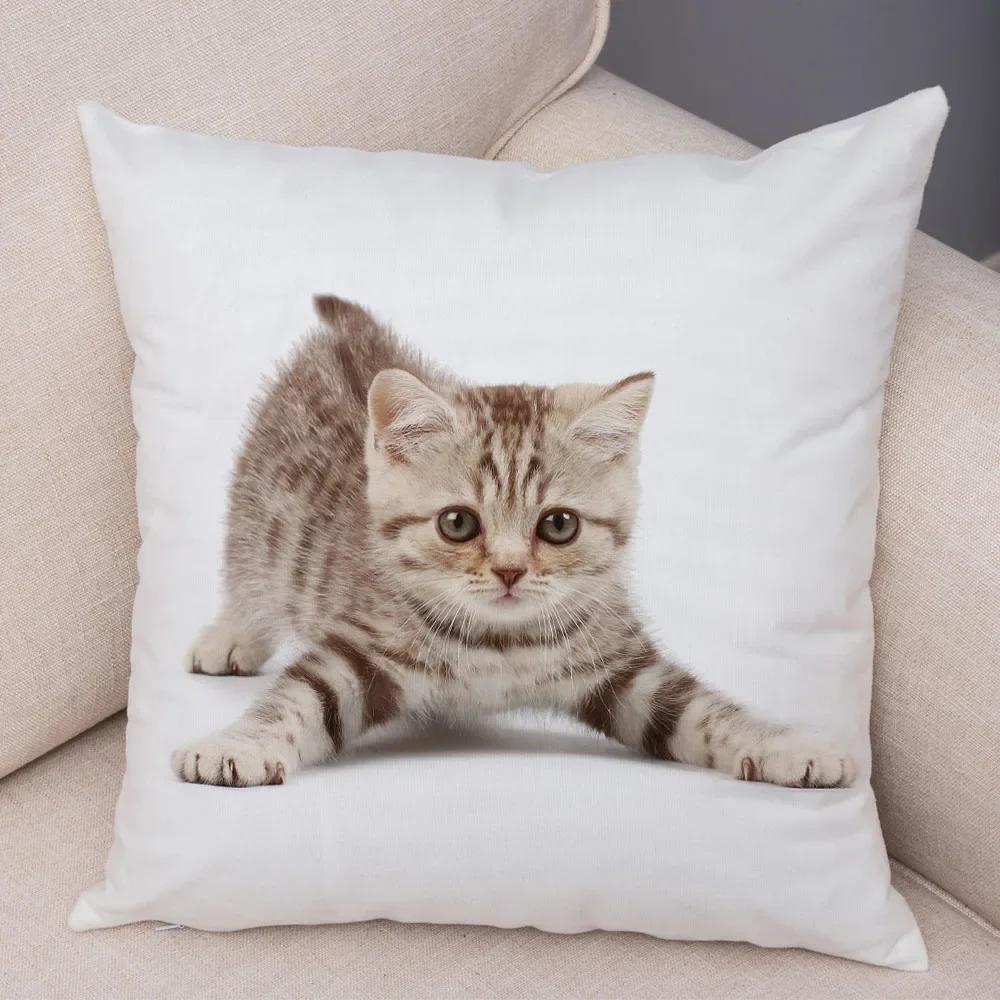 1PC 45x45cm Cute Cat Pillowcase for Home Sofa Children Room Decor Lovely Pet Animal Print Cojines Cushion Cover Pillow Case