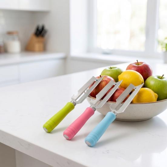 Multifunctional Vegetable Peeler with Comfort Handle Stainless Steel Curved Blade Built-in Bottle Opener Kitchen Tool for Apples Carrots Cucumbers