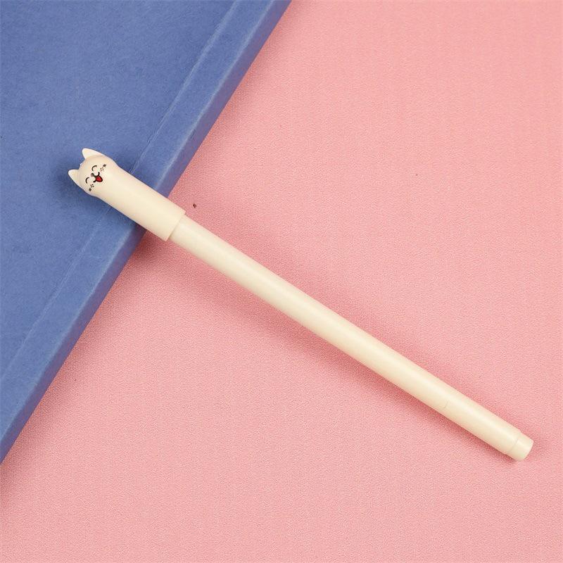 Custom Engraved Cartoon Cat Gel Pen - 0.5mm Black Ink, Anti-Lost Student Stationery Pen
