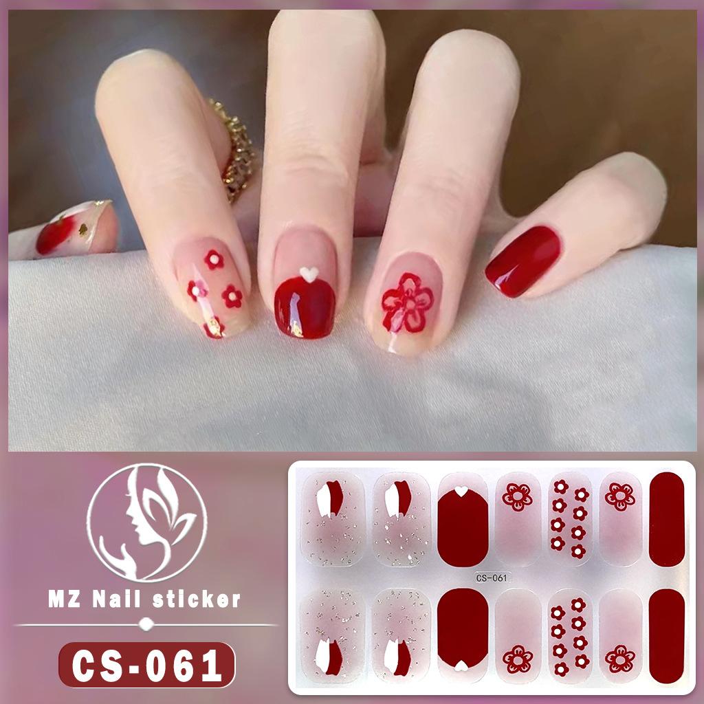 CS Waterproof No-Cure Gel Nail Wraps, Full Cover Spring & Summer Blend & Contrast Color Nail Stickers, Nail Patch Films
