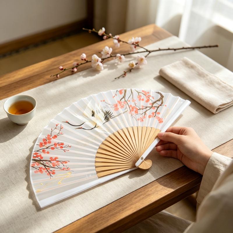 Chinese Printed Portable Retro Handheld Fan Used for Daily Dressing Photos Props Home Art Decoration