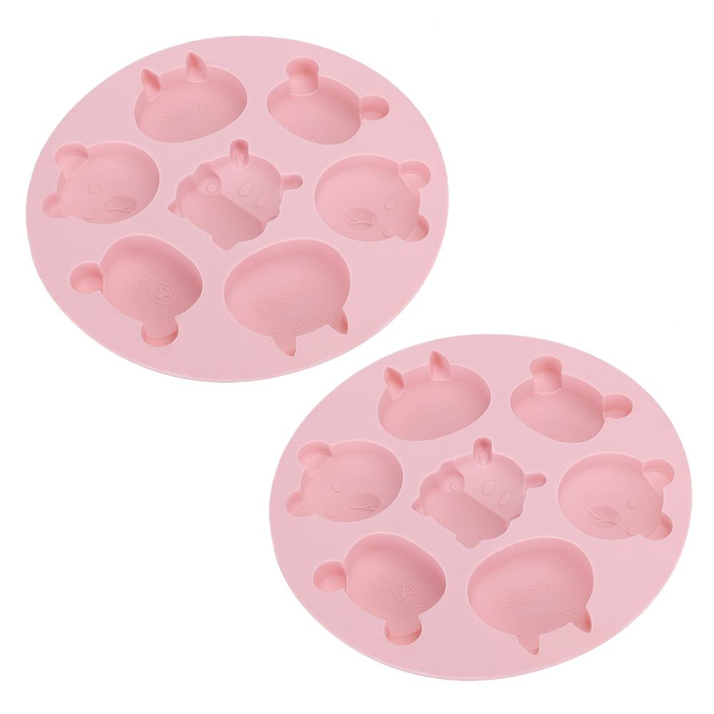 2Pcs Cartoon Animal Shaped Non‑Stick Silicone Mold Cake Chocolate Kitchen Baking Tools(Pink )