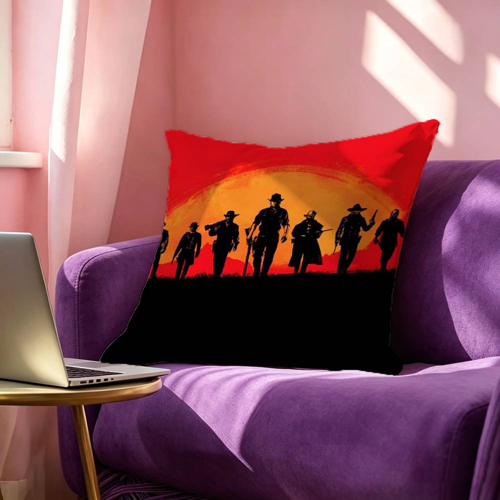 Red Dead Redemption RDR Square DoubleSided printed Pillow Case Bedroom Bedside Pillow Sofa Cushion Cover