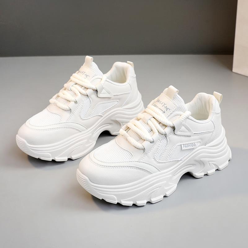 Spring/Summer Women s Trendy Mesh Dad Shoes Breathable Thick-Soled Sneakers 35 грязно-белый