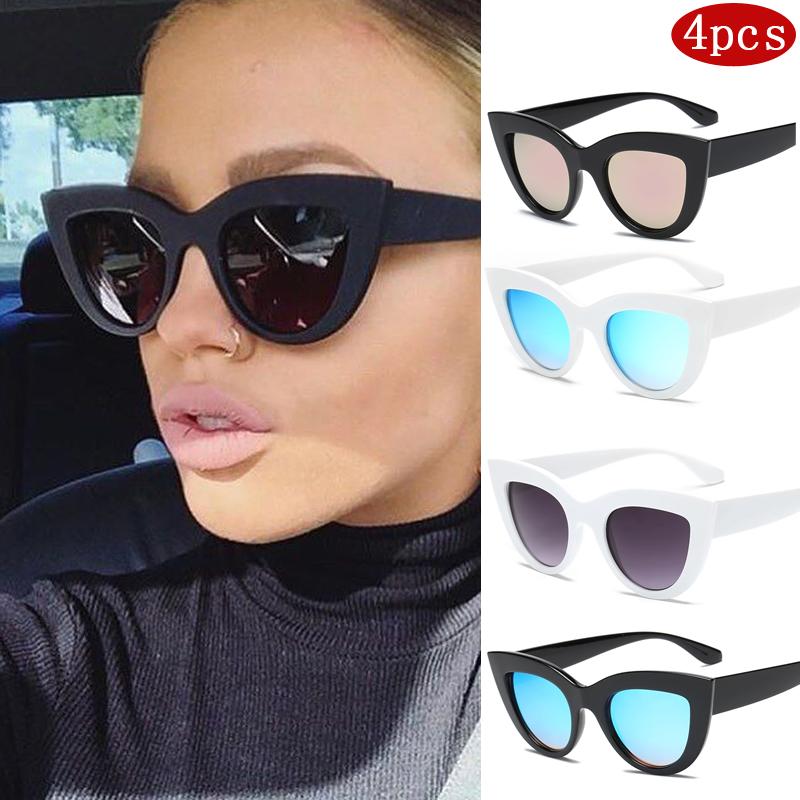 

4pcs Fashion Large Frame Cat Eye Sunglasses Women Gradient Brand Design Sun Glasses Women s Outdoor Travel Eyewear UV400