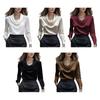 Women Shirt Swing Collar Long Sleeve Design Loose Fit Shirt Solid Color Versatile Office Lady Shirt Workwear