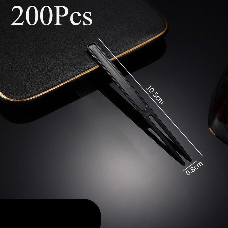 200/1000Pcs Plastic Disposable Fruit Fork Household Transparent Black Fruit Skewer Cake Fork Home Party Kitchen Gadgets