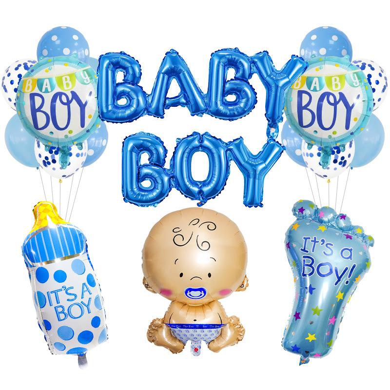 

Набор воздушных шаров из алюминиевой пленки для детского праздника, розовый, голубой, в виде детской бутылочки baby shower style 6