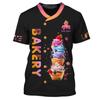 Baker T-skjorte Egendefinert Navn Menn 3D-trykt Bakeri Baking Arbeid T-skjorte Pluss Størrelse Unisex T-skjorter Topper Personlighet Baking Uniform