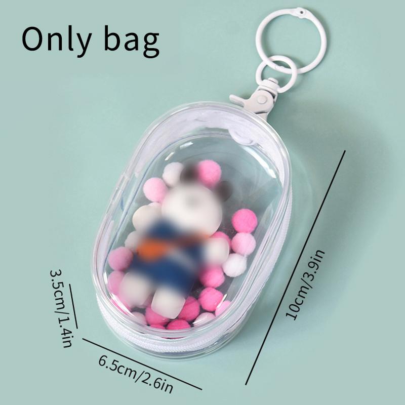 Toys Transparent Doll Storage Bag PVC Bag for Figurines Plush Cotton Dolls Carry Portable Storage Case Pouch Keychain Pendant