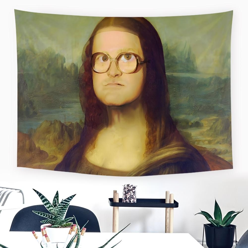 

1pc Funny Mona Lisa Tapestry Single Sided 2D Print Soft Fabric Wall Decor for Living Room Bedroom Dorm Quirky Humorous Vibe 74x94cm(29x37in)