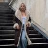 Faux Fur Lange Dames Reversibele Fuzzy Fleece Trenchcoat voor Sherpa Gevoerde Jassen Winter Furry