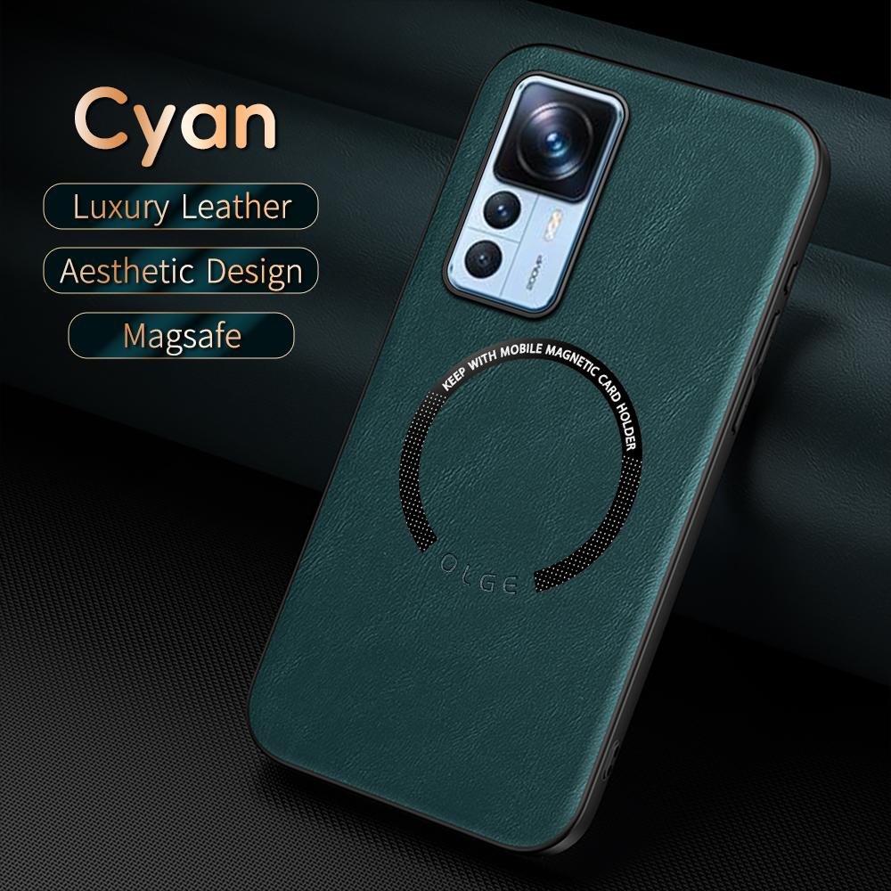 

For Xiaomi 12T 12T Pro Fine-Hole PU Cow Pattern Leather Outer Magnetic Ring Soft Edge Anti-Drop Phone Case For Xiaomi 12T Pro
