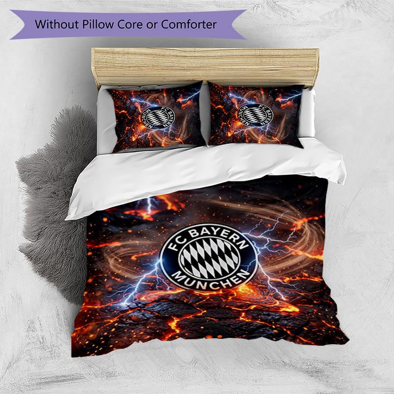 Bayern Munich Pattern Printed 3PCS Bedding Set Soft Skin-Friendly Washable Duvet Cover & Pillowcases Set All Season Bedroom