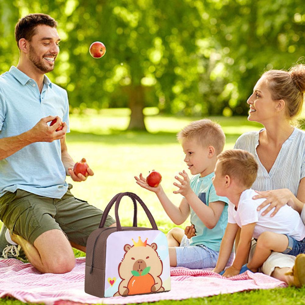 Lunch Bag Oxford Cloth Cartoon Capybara Insulated Food Container Portable Thermal Box Bag for School Eco-Friendly Meal Tote New