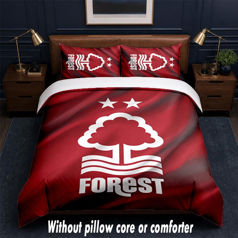 Nottingham Forest Design Bett Bettwäsche-Set 1 Bettbezug + 2 Kissenbezüge Weich Atmungsaktiv Haushalt Bettwäsche