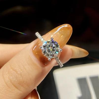 Certified 1-3ct Moissanite Diamond D Color Four Prong Ring Real 925 Sterling Silver Fine Jewelry Wedding Gift for Women