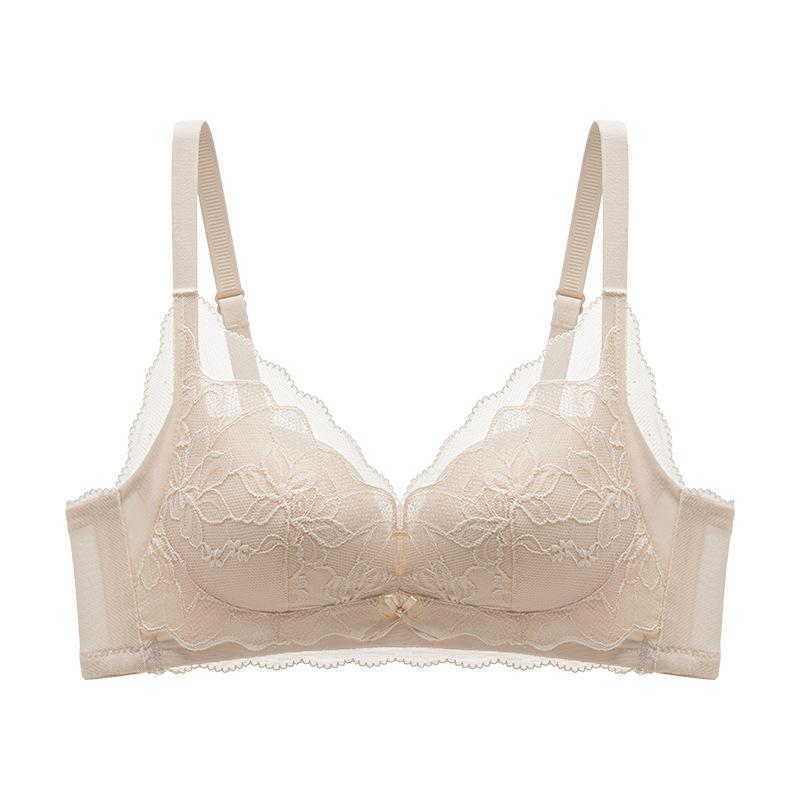 Sweet Small Breasts Gather Lace, Stand Up Cup, Comfortable and Skin-friendly, Double Milk, No Steel Ring, Anti-sagging Bra
