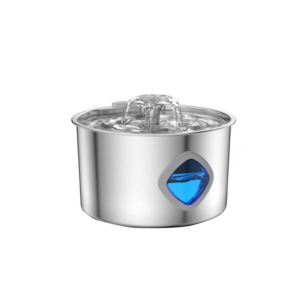 Stainless Steel 3.2L Silent Pet Water Fountain with Mini Feeder