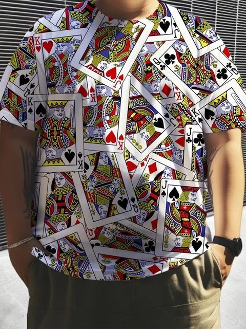 New 3D Poker King Pattern Casual Short Sleeve T-shirt Men's Comfortable T-shirts Streetwear