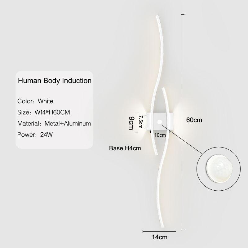 

Светодиодные настенные светильники с индукцией человеческого тела для гостиной, датчик движения PIR, настенные светильники для внутреннего освещения, черное золото Cool White