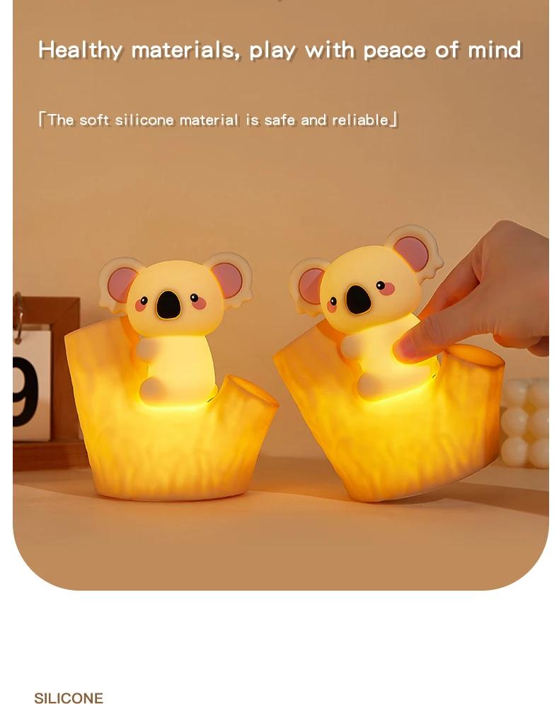 Nová Koala Paiping Lehká USB Nabíjení Druhá Úroveň Stmívání Časovač Barevný Gradient Kreslená Koala Silikonové Světlo Vánoce