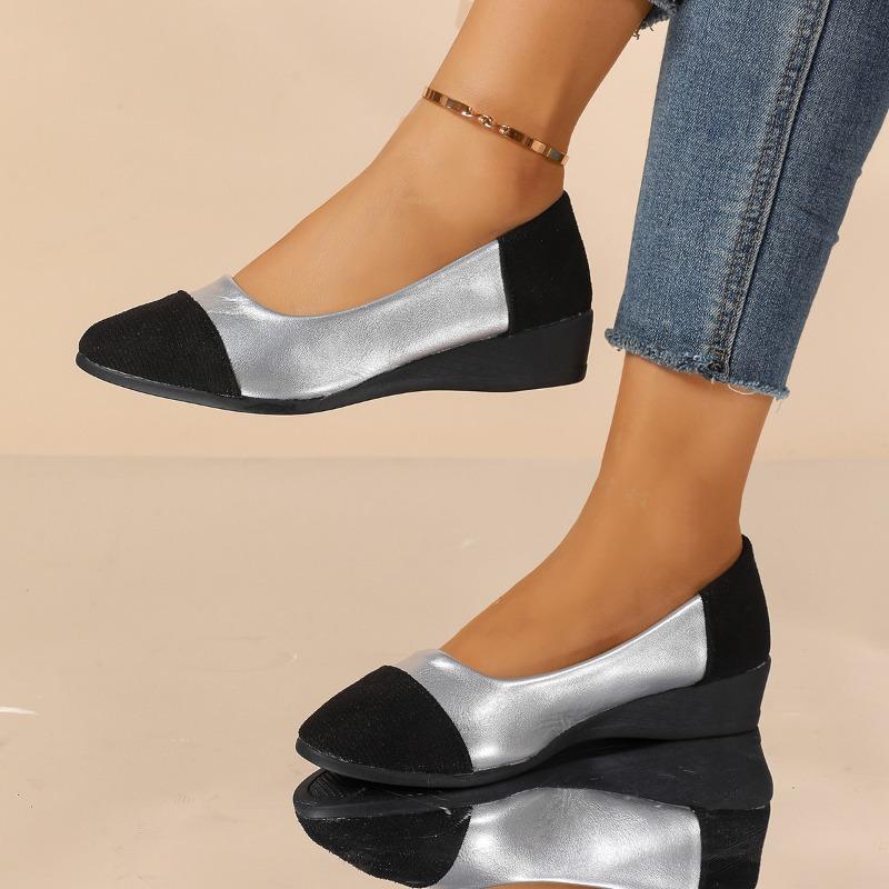 Fashion Women's Round Toe Wedge Heels Shoes Solid Color Casual Breathable Single Shoes Women Loafers Slip on Sneakers Zapatos De Mujer