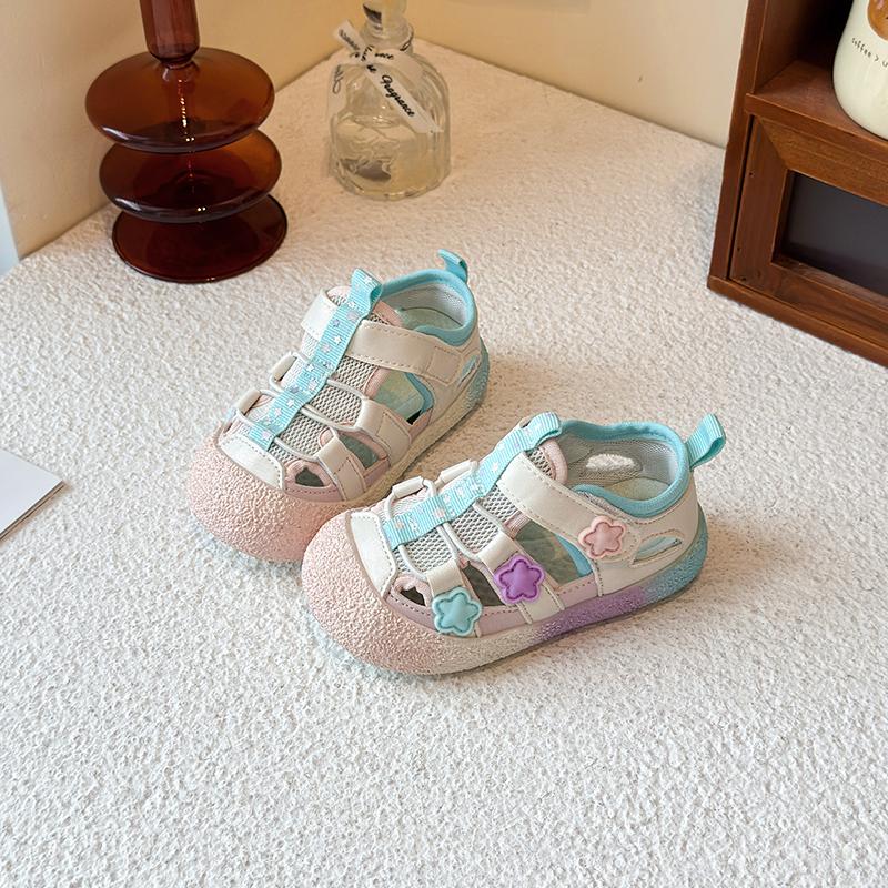 Girls Casual Sandals Mesh Breathable Kids Walking Shoes Toes Capped 2025 Summer Children Princess Shoes Candy Color Soft Sole