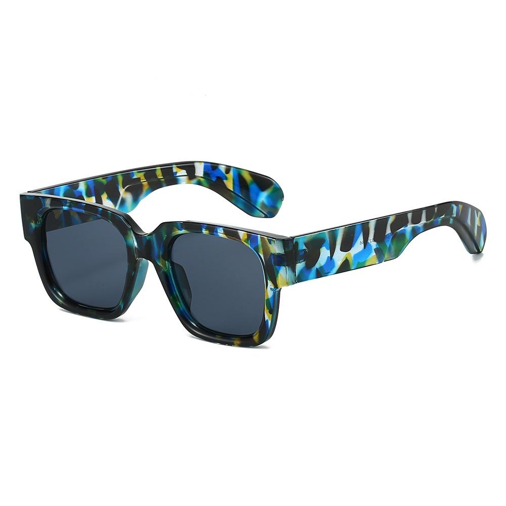 Retro Irregular Color Matching Square Women Sunglasses  Personality Brand Leopard Gradient Design Men Casual Glasses Uv400