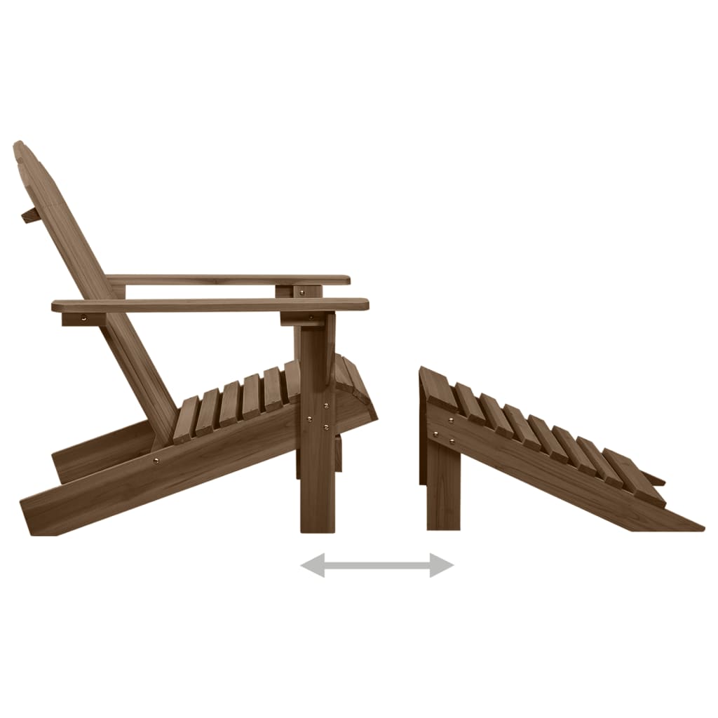 Vidaxl Adirondack Garden Chair with Footrest and Table, Fir