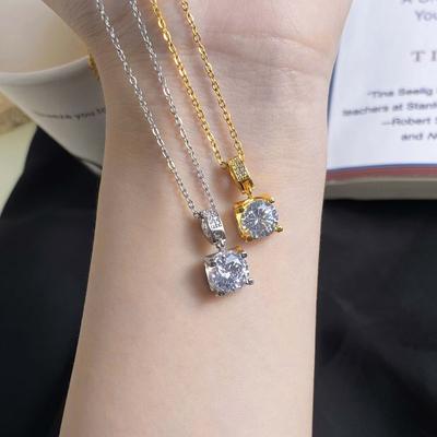Necklace Femininity Three-dimensional Four-claw Zircon Necklace Elegant Niche Light Luxury Copper Plated Real Gold Non-Fading Accessories