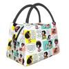 Mafalda And Flowers Portable Lunch Boxes for Women Leakproof Quino Kawaii Cartoon Cooler Thermal Food Insulated Lunch Bag