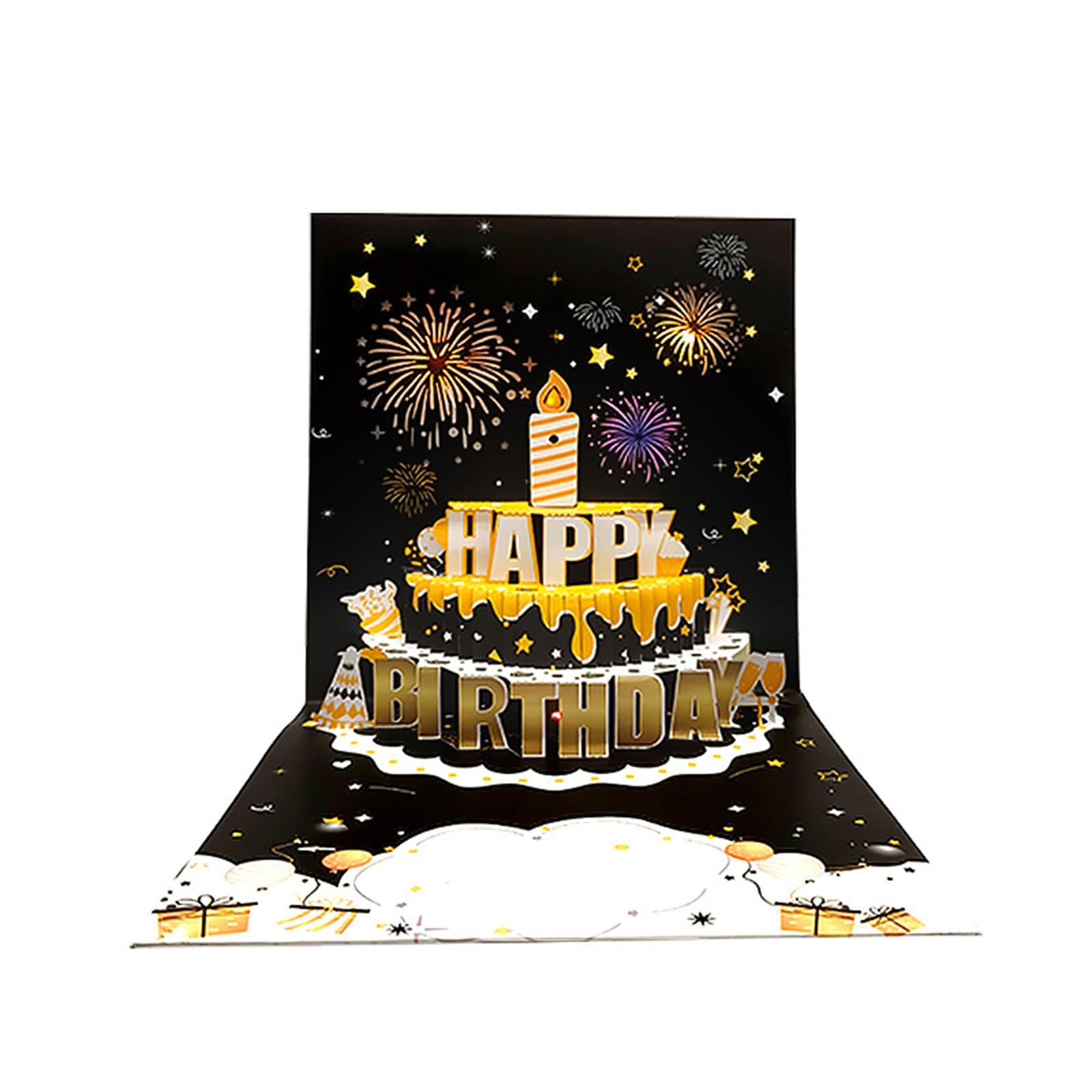 

Объемная поздравительная открытка на день рождения с красочными музыкальными огнями, дизайн Любовь , подарок-благословение с задувающимся светом, 6x8 дюймов с конвертом One Size