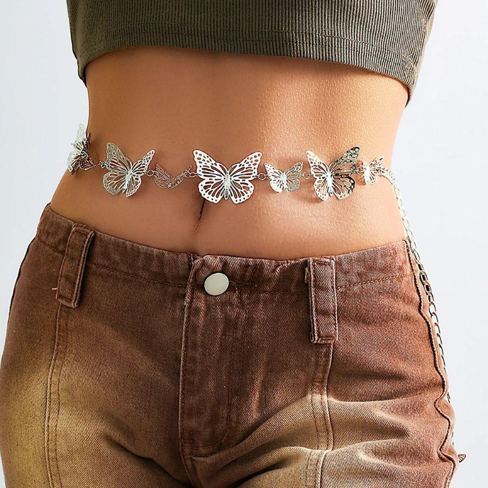 Metal Dress Belt Chains Vintage Tassel Body Chain Chic Butterfly Waist Chains  Gift