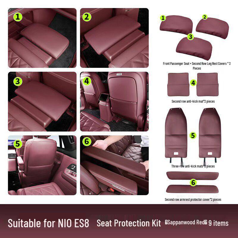 NIO ES8 Front Passenger Kick Protection Mat - Zero Gravity Rear Seat Leg Rest Cover for 26 Models