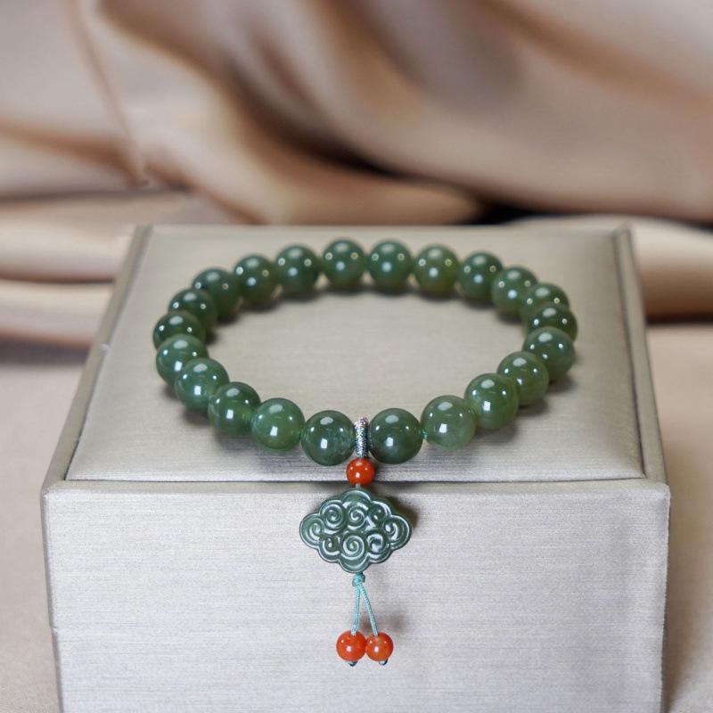 Ice Blue Hetian Jade Bracelet for Women - Elegant Bead String Jewelry, 2024 New Style