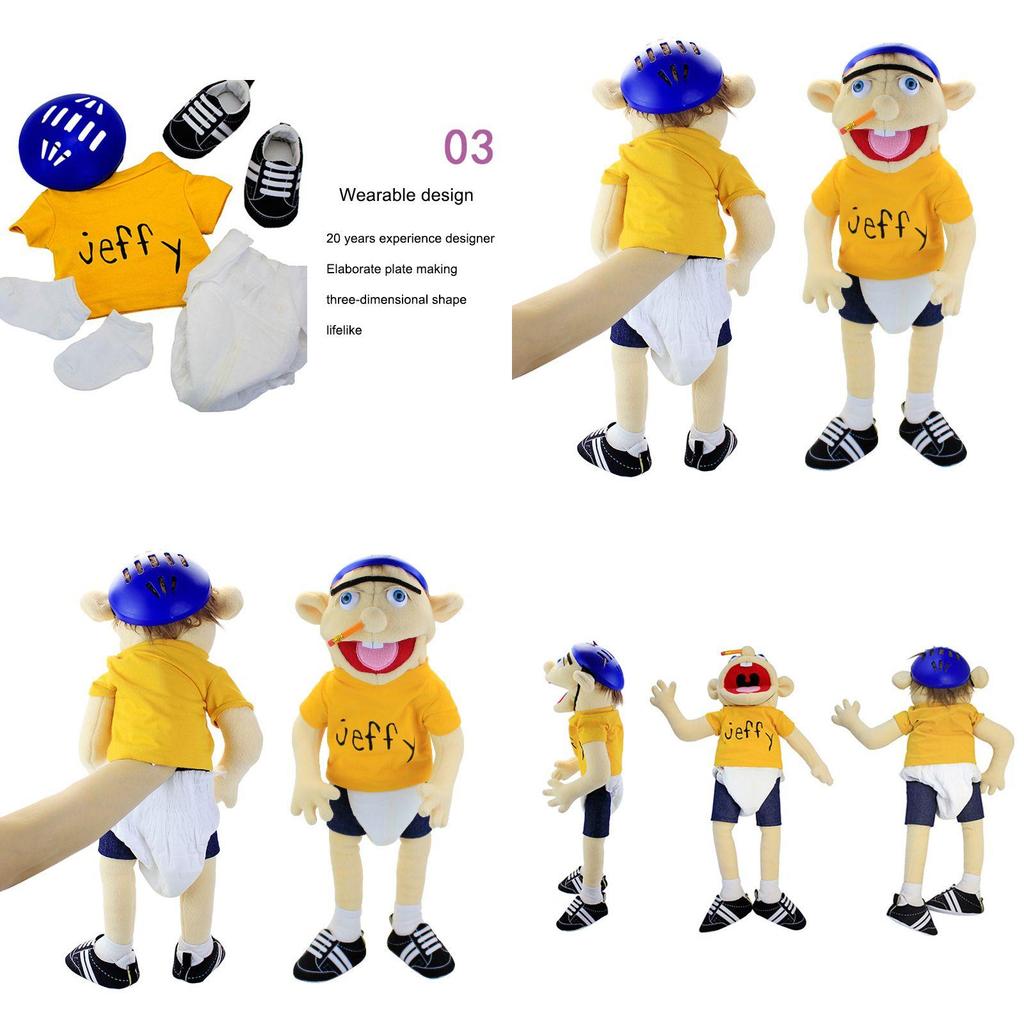 Morbida e Amica della Pelle Marionetta a Mano Peluche Cartone Animato Jeffy per Bambini e Adulti Regalo Perfetto per Natale e Compleanno!