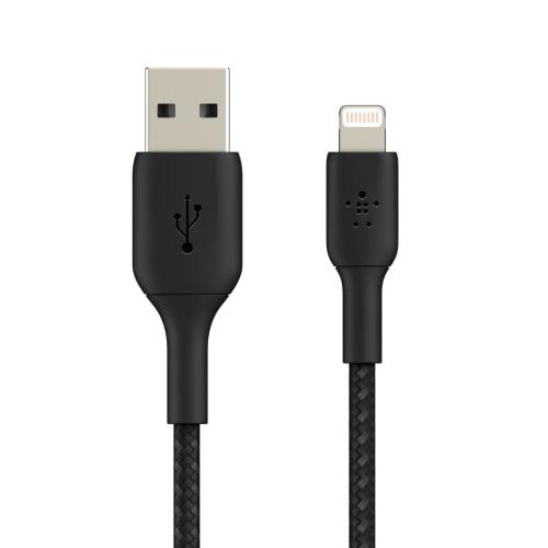 Belkin USB-A To Lightning Cable Braided Braid Compatible with iPhone 13 / 12 / SE / 11 / XR Fast Charging Ultra Durable MFi Certified 3M Black BOOST C