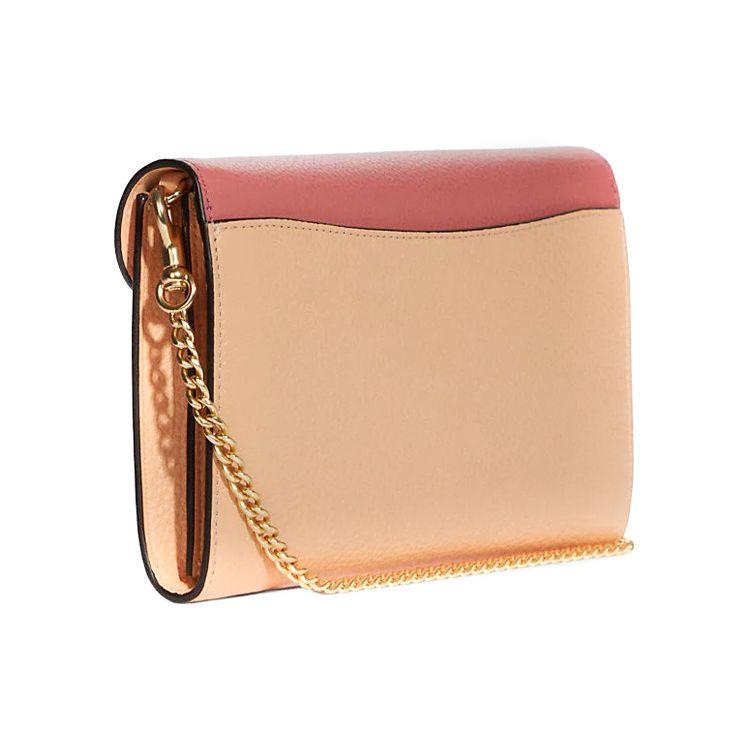 Coach Tammie 21 Snap Closure Color Block Chain Pebbled Leather Envelope Shoulder Bag Women Bags Candy-Pink C8333-IMTV9