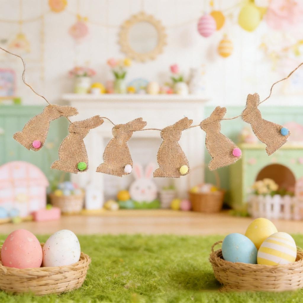 Easter Party Banner Linen Skewer Flag Banner