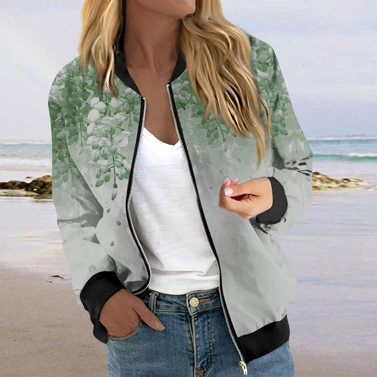 

Женская модная повседневная куртка на молнии с принтом и карманами, длинное пальто с рукавами XXL