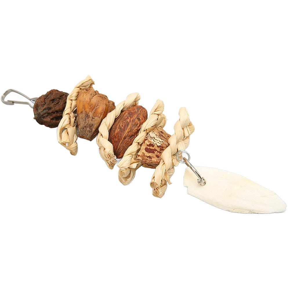 Zabawka do żucia dla ptaków Ręcznie robiona Liście kukurydzy Orzechy Kość mątwy Papuga Wisząca Zabawka do gryzienia ze Stali nierdzewnej