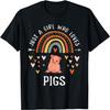 Just A Girl Who Loves Pigs Rainbow Gifts For Pig Lover Women T-Shirt