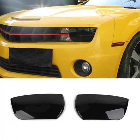 Front Headlight Lamp Cover Trim Bezels For Chevy Camaro 2010-2015 Smoked Black